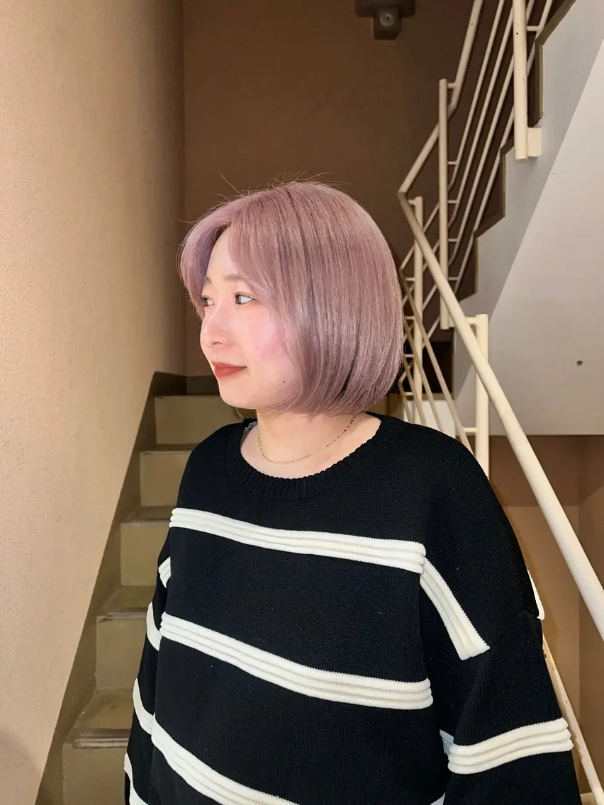 ミディアム カラー ベージュカラー ピンクカラー ピンクベージュ 茂木 未海のヘアスタイル