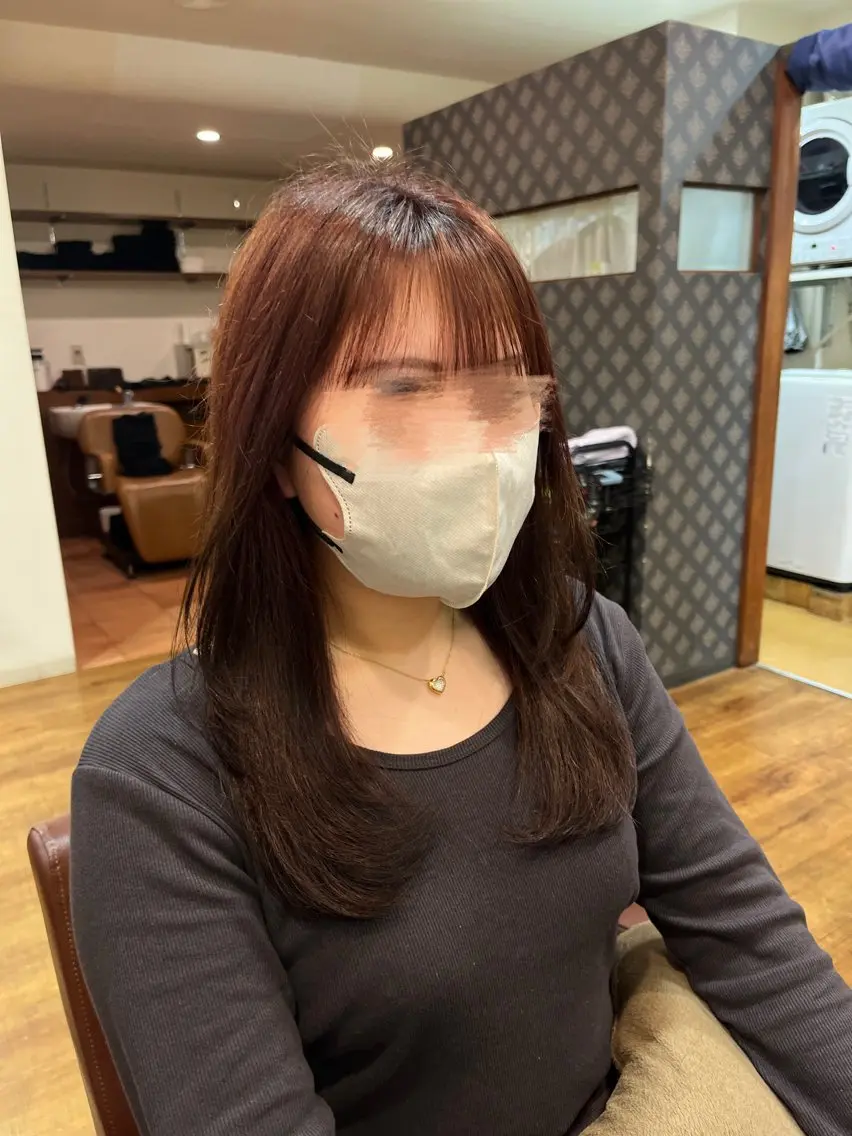セミロング 顔まわりレイヤー 顔周りカット レイヤーカット 甲斐 あおいのヘアスタイル