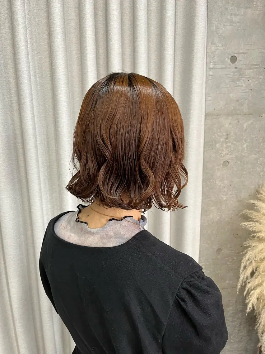 ミディアム カラー パーマ カット ヘアカラー 表参道🌿赤み消し カラー/チナツのヘアスタイル