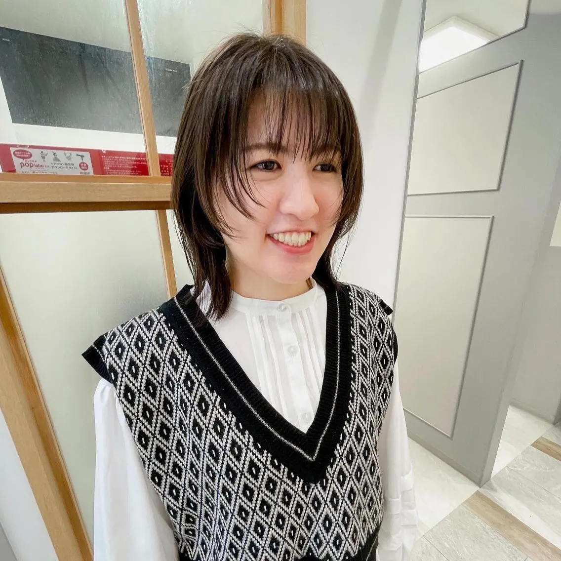 ミディアム カラー 緒方リエ 時短ショート・ボブのヘアスタイル