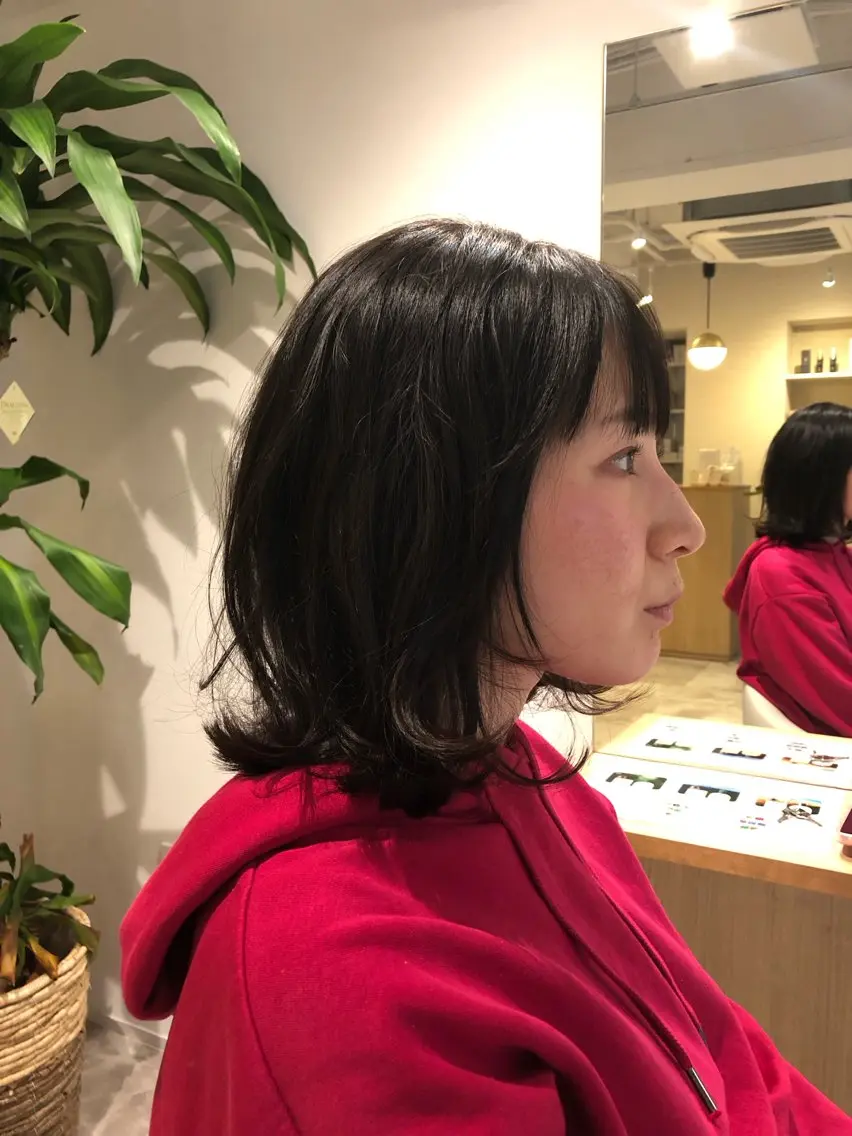 ミディアム ボブ 外ハネヘア soy kufu 川勝のヘアスタイル