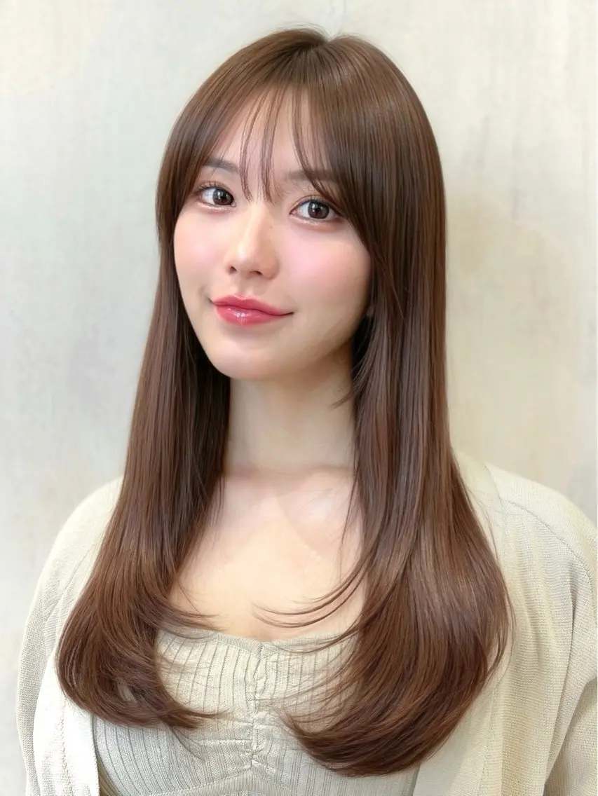 ロング カラー パーマ カット 銀座✨レイヤーカット 顔まわり/坂本亜裟海のヘアスタイル