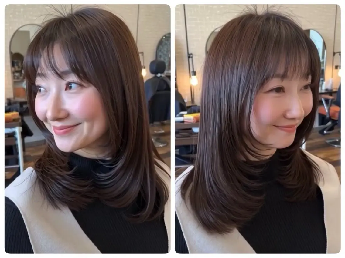 顔まわりレイヤーカット+高濃度水素カラー+ReFaバブルシリコン除去¥7,000の写真