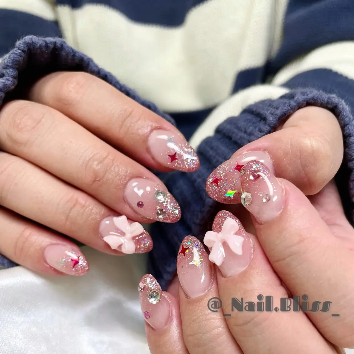 ネイル グラデーション ラメ(グリッター) ラメグラデーション ハンドネイル NAIL BLISSのネイルデザイン
