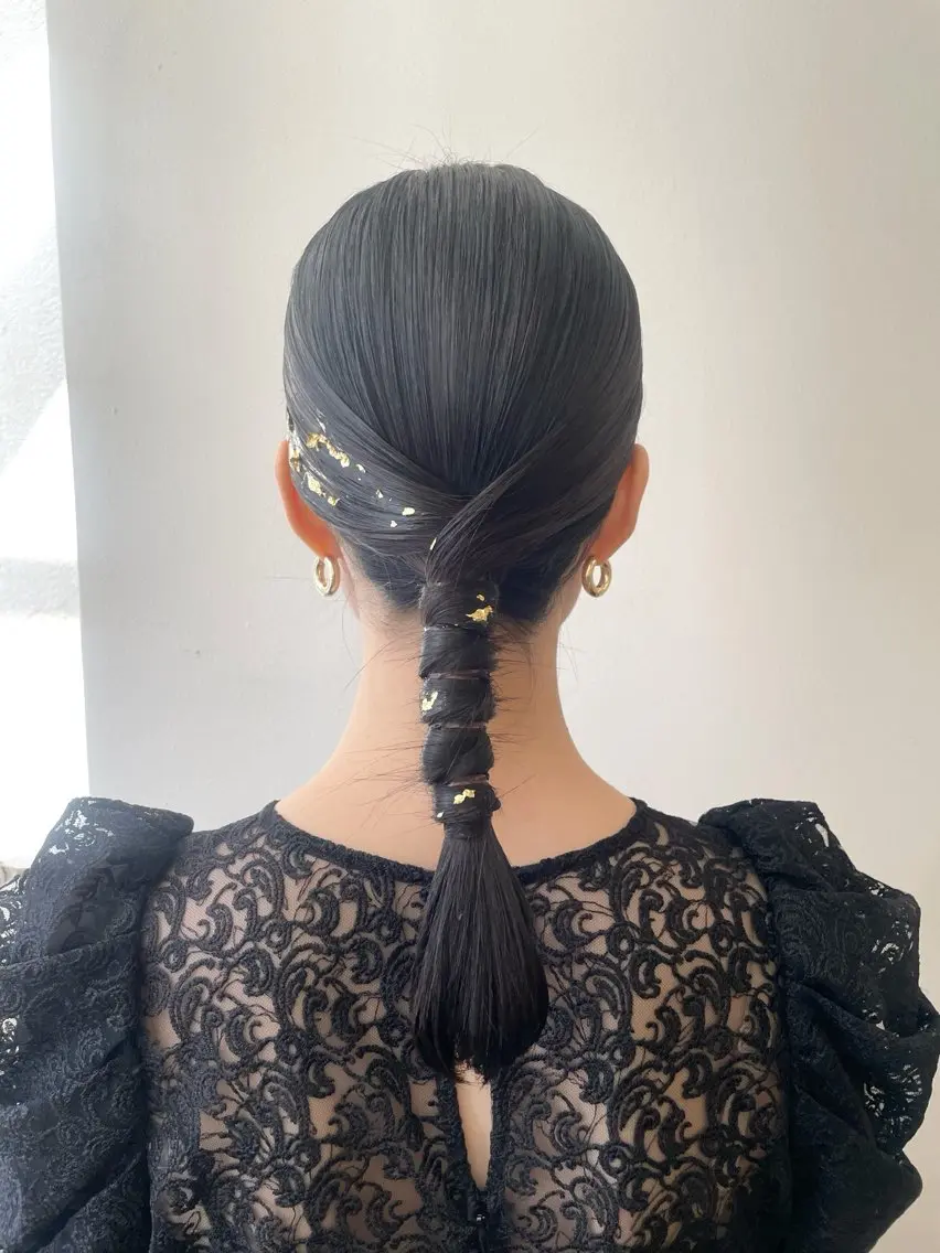 ミディアム ヘアアレンジ 結婚式・ブライダル ヘアセット ✨透明感ケアカラー✨ 長野ゆきなのヘアスタイル