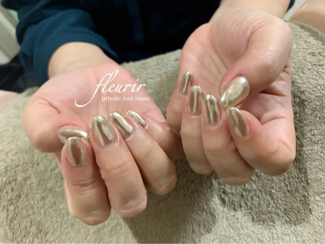ネイル クリアネイル ミラーネイル フルリール 【プライベートサロンのネイルデザイン