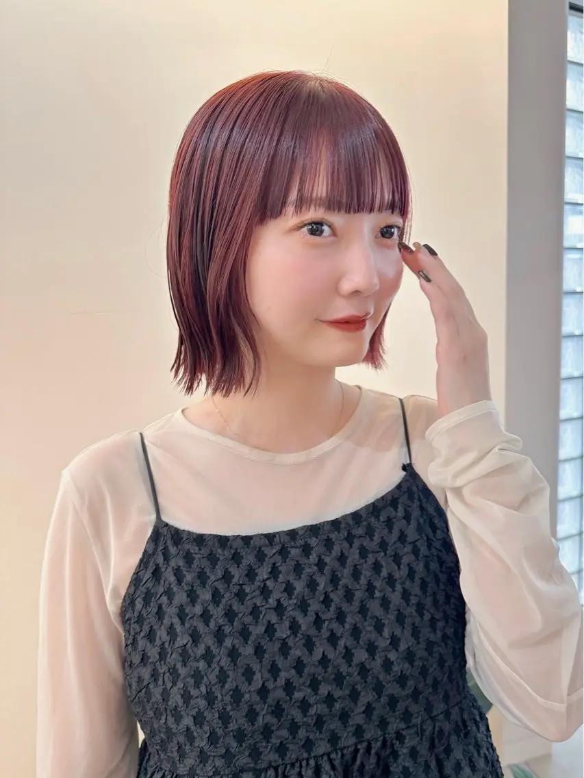 ショート カラー カット ヘアカラー トリートメント ヘッドスパ ヘアセット 🧸🫧暖色/ボブ/ 橋本美柚🫧🧸のヘアスタイル