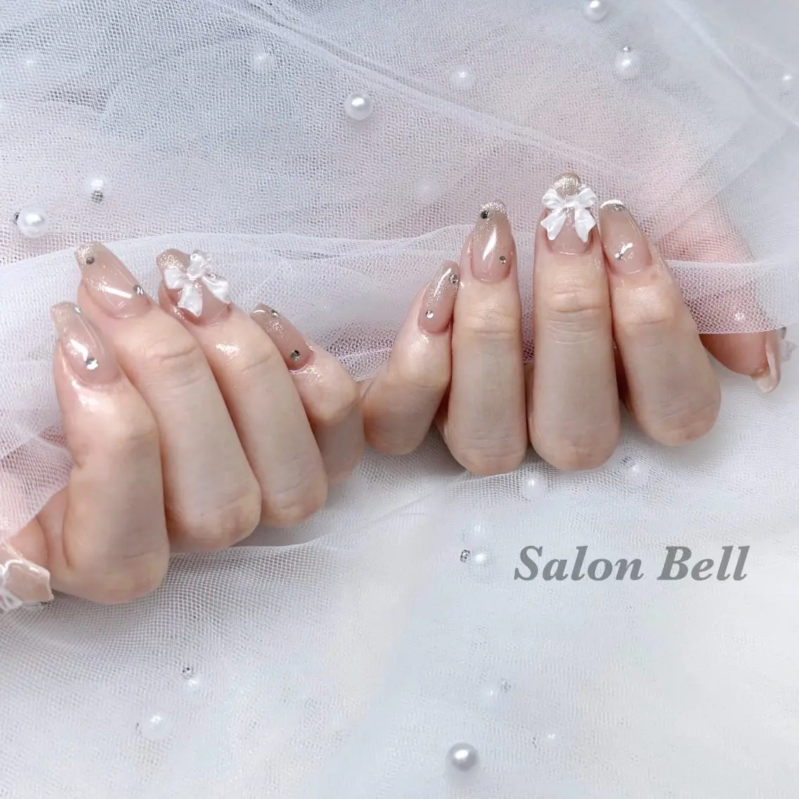ネイル リボン ハンドネイル Totalsalon Bell木村𝜗𝜚のネイルデザイン
