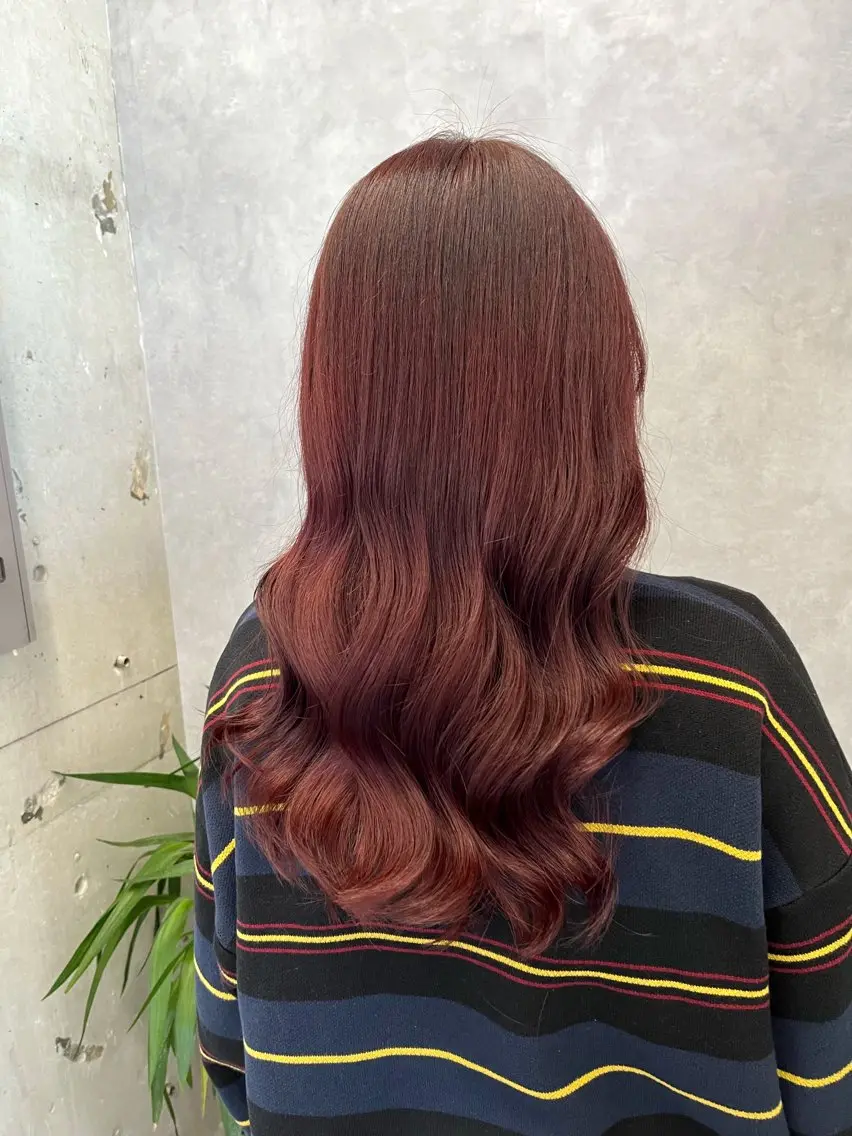 ロング カラー ブリーチ ダブルカラー ブリーチなしカラー レッドカラー NUMBER 天王寺 🌼yuriのヘアスタイル