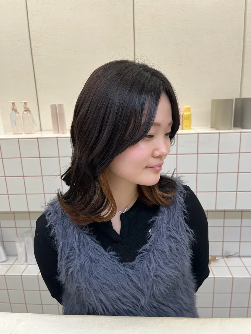 ミディアム カラー ヘアカラー トリートメント 🌼花屋併設🌼 木下奈々望のヘアスタイル