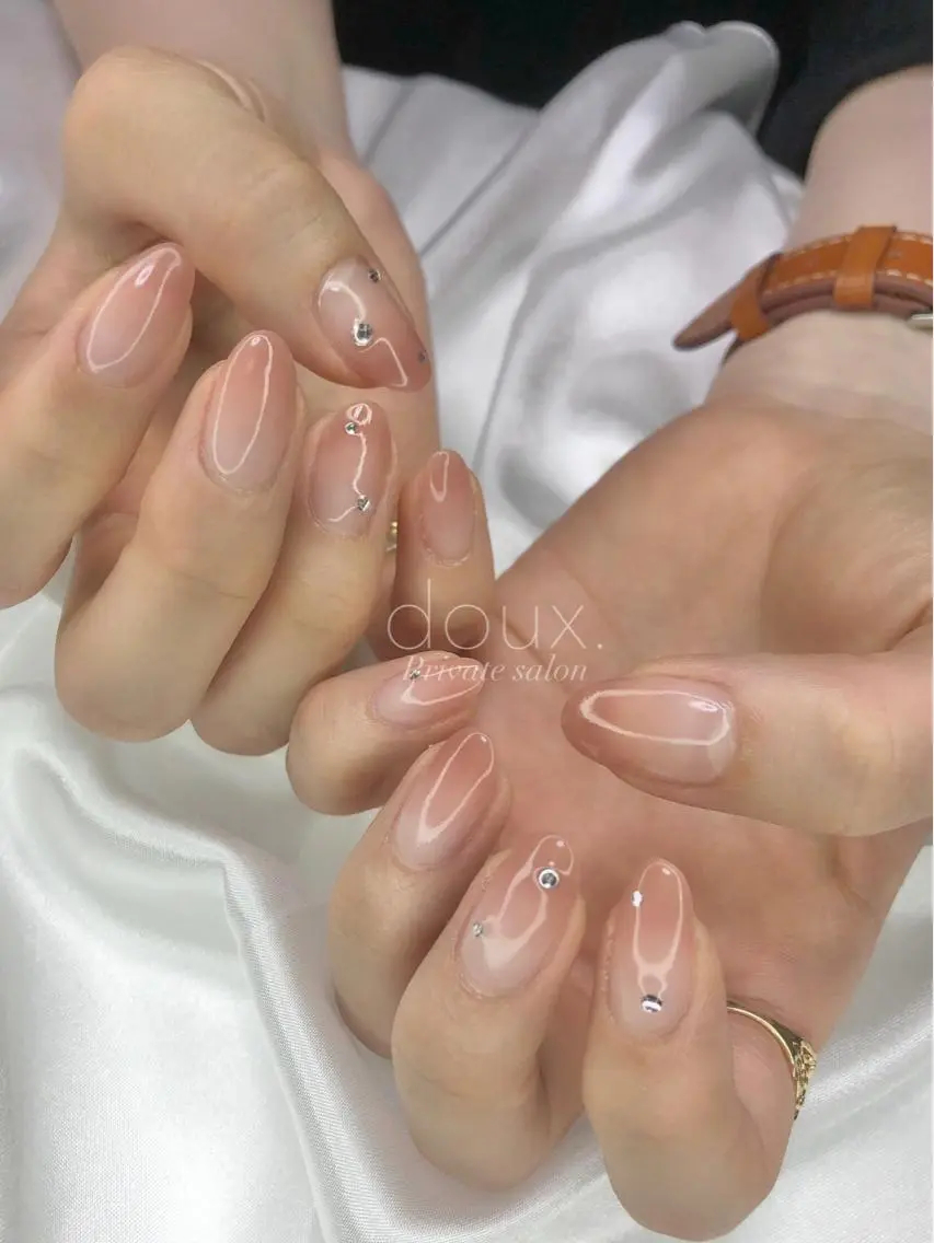 カラーグラデ+パーツ10粒(オフ無し/他店オフ有り)の写真