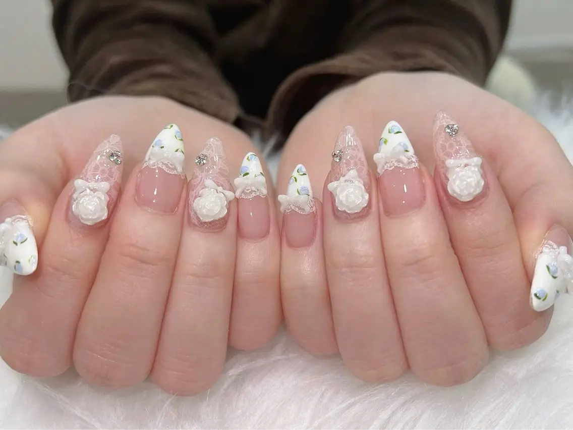 ネイル オーロラネイル ボルドー ブラウン 氷ネイル・うるうるネイル キラキラネイル ハンドネイル Sora  Nail 長さ出し専門店のネイルデザイン