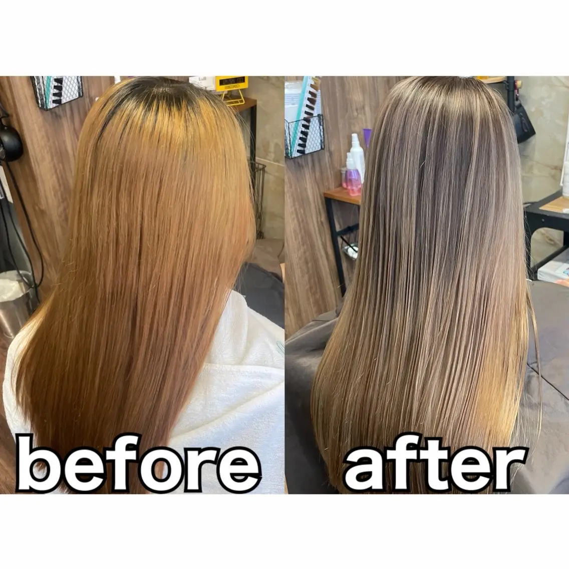 ロング カラー バレイヤージュ レイヤーカット カット ヘアカラー トリートメント Lull1人美容室 イージーパーマのヘアスタイル