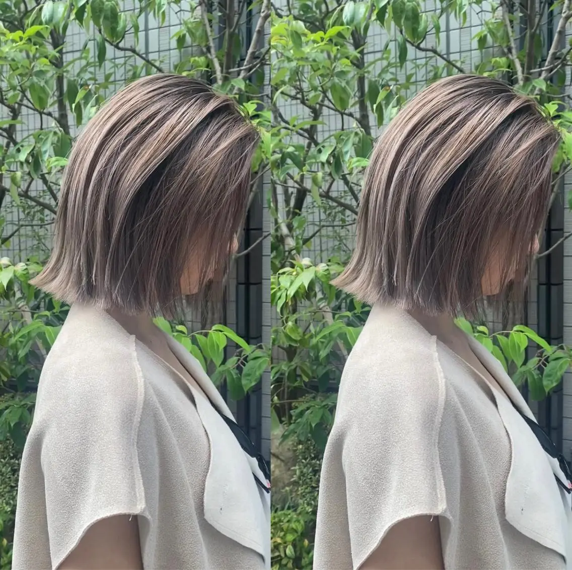 ミディアム カラー ワンレンボブ ショートボブ ブリーチ ハイトーンカラー インナーカラー 🌿レイヤー/ブリー チ/🌿JINのヘアスタイル