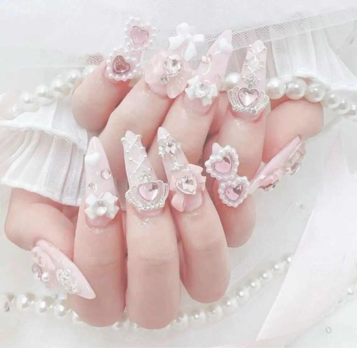 ネイル 長さ出し マグネットネイル ミラーネイル ピンク ネイルチップ Lee Nailsのネイルデザイン