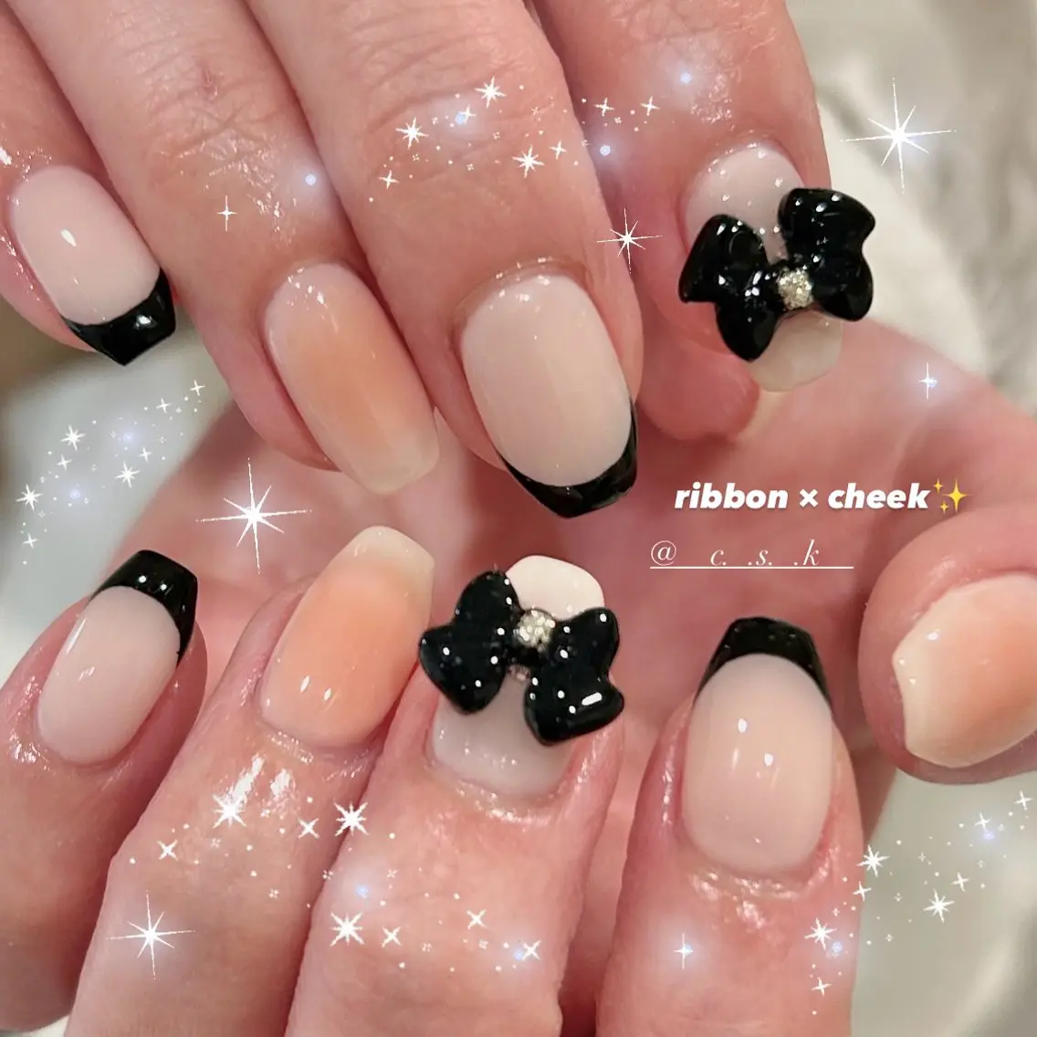 ネイル チークネイル フレンチネイル ジェルネイル ガーリー 韓国ネイル 🎀チーク/ちゅるん 🫧chisa🎀のネイルデザイン
