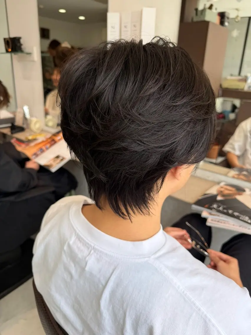 ショート メンズ センターパート メンズ韓国風 韓国マッシュ マッシュ メンズパーマ カット 大木 拓瑞のヘアスタイル