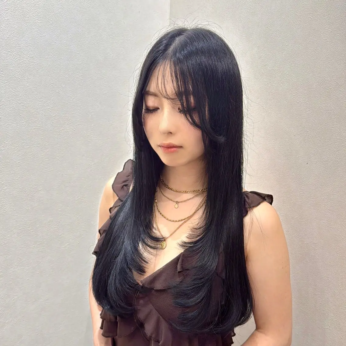 ロング カラー 黒髪 カット ヘアカラー トリートメント 似合わせレイヤー ✖️美髪 / はるなのヘアスタイル