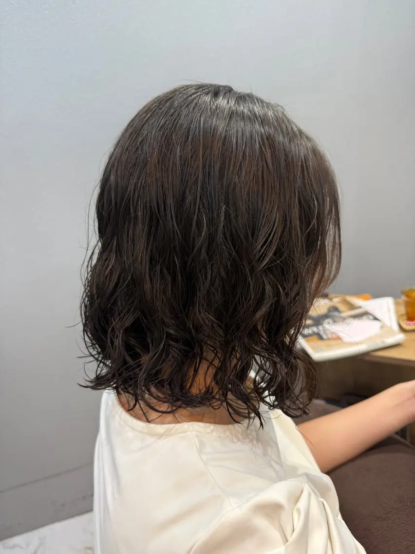ミディアム パーマ カット パーマ トリートメント 透明感カラー/パーマ 🌀アオノのヘアスタイル