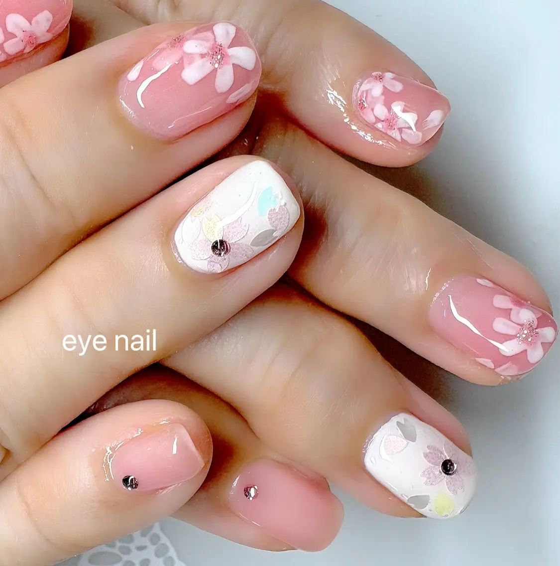 ネイル アートネイル 桜ネイル ピンク 春ネイル Eye nailのネイルデザイン