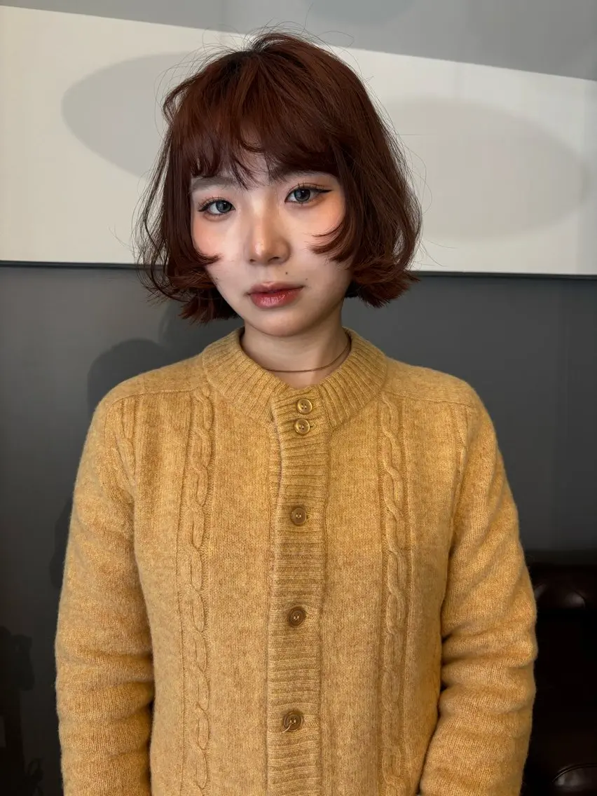 カラー ヘアカラー トリートメント ブリーチなしカラー/ ボブ//おとは🌱のヘアスタイル