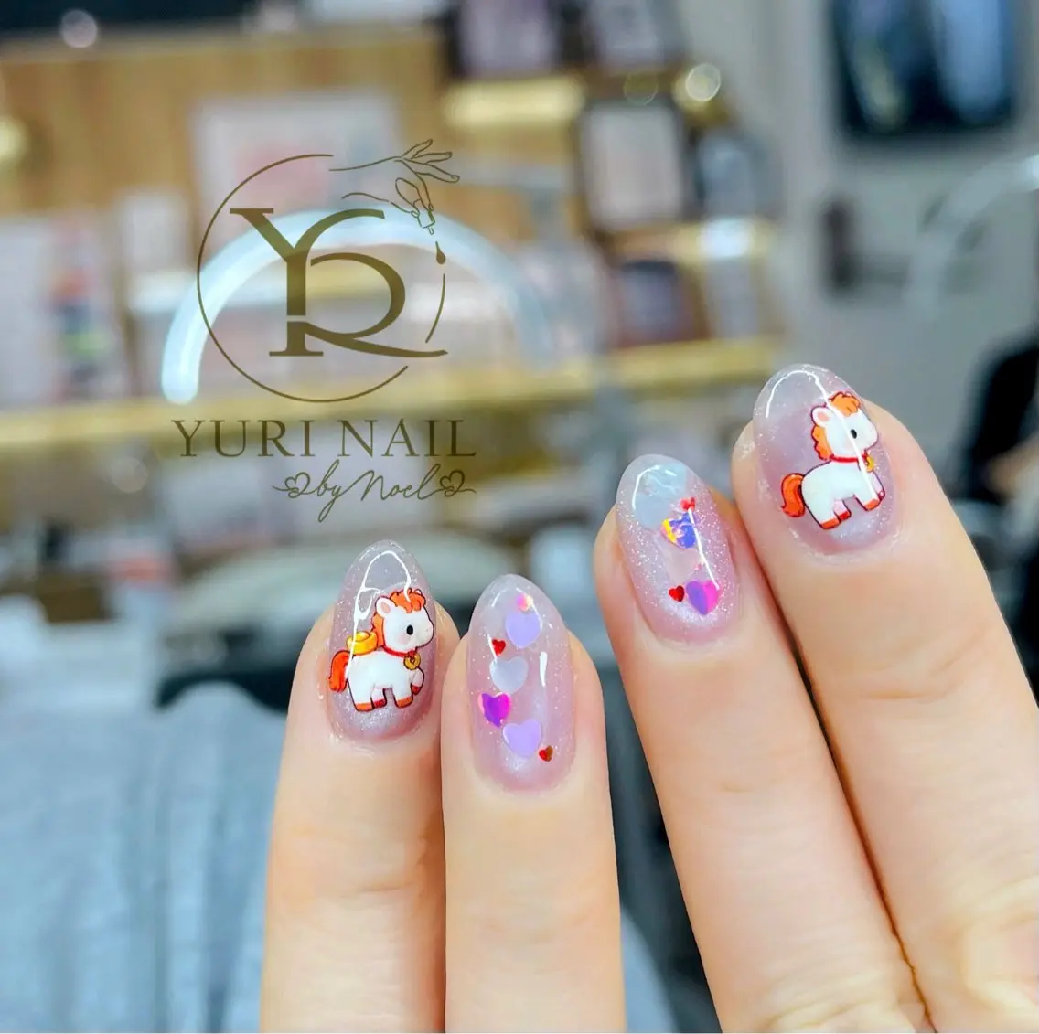 ネイル オーロラネイル ブルー チークネイル フレンチネイル グラデーション ハンドネイル フットネイル ハンドケア YURI Nail NARITAのネイルデザイン