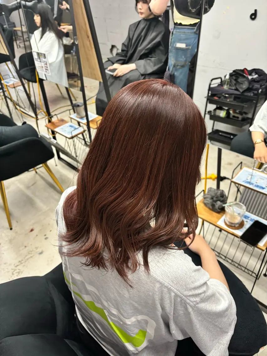 ミディアム カラー ブリーチ ブラウンカラー ブリーチなしカラー 札幌パーマ/ レイヤー/後藤海音のヘアスタイル