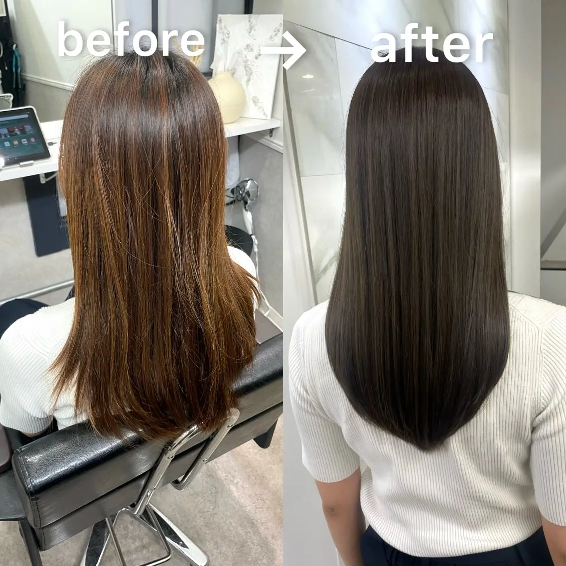 セミロング カラー ヘアカラー トリートメント 髪質改善カラー ショートボブ専門のヘアスタイル