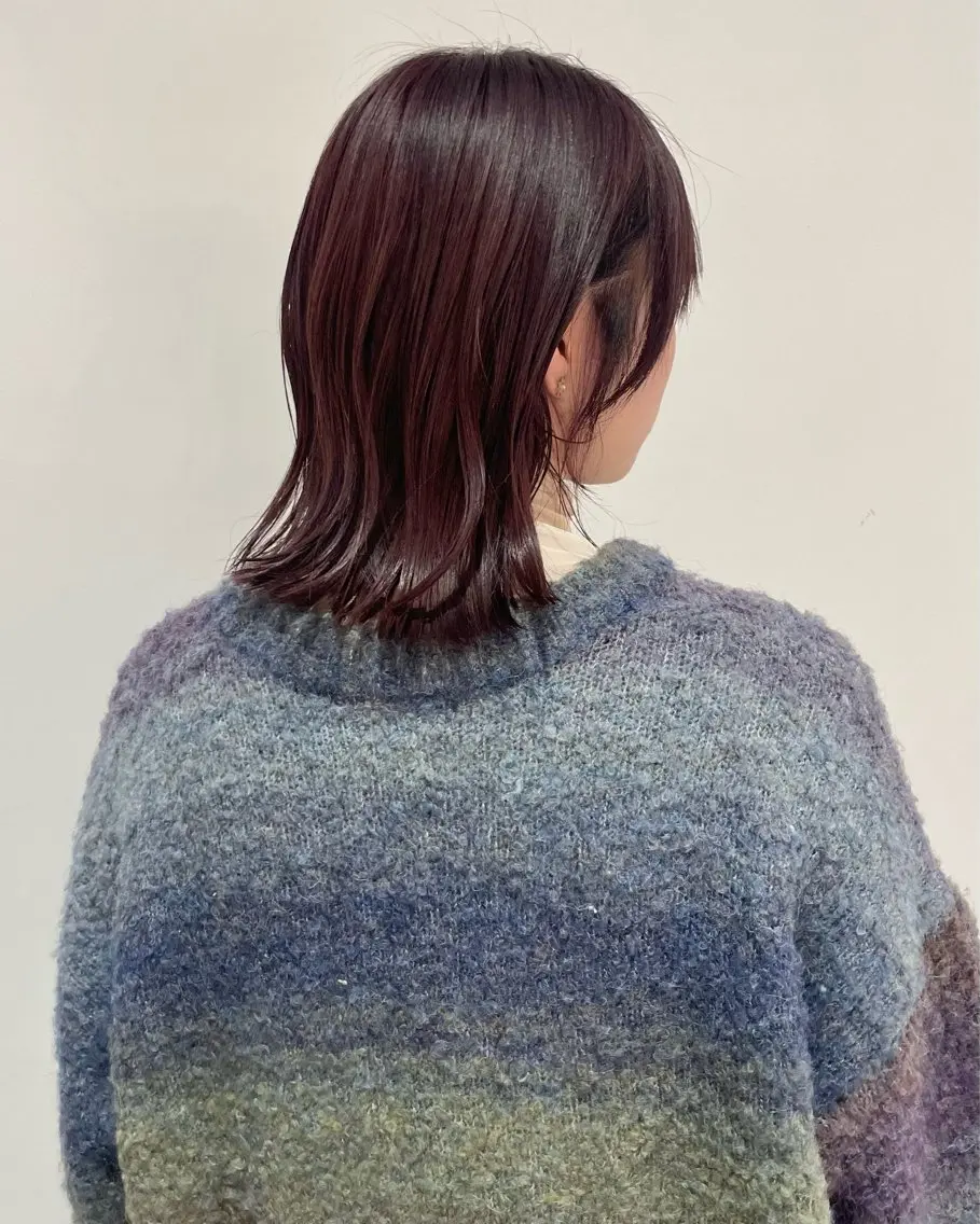 ミディアム カラー ブリーチ カシス 透明感カラー ラベンダーカラー ブリーチなしカラー クドウ ヒカリのヘアスタイル