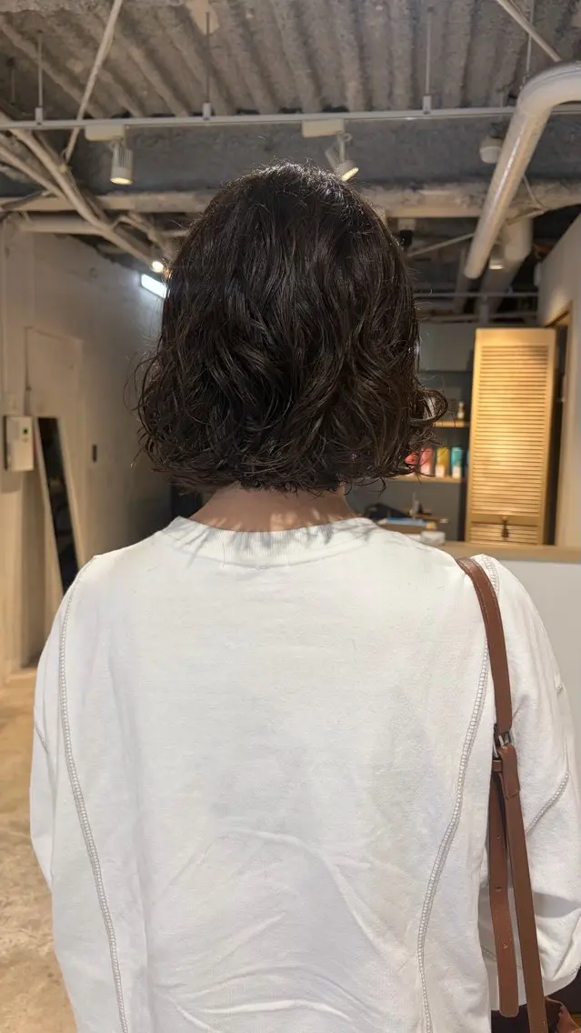 ミディアム パーマ ミディアムパーマ ボブ ニュアンスパーマ カット パーマ トリートメント レイヤー×初 パーマ|hinakoのヘアスタイル