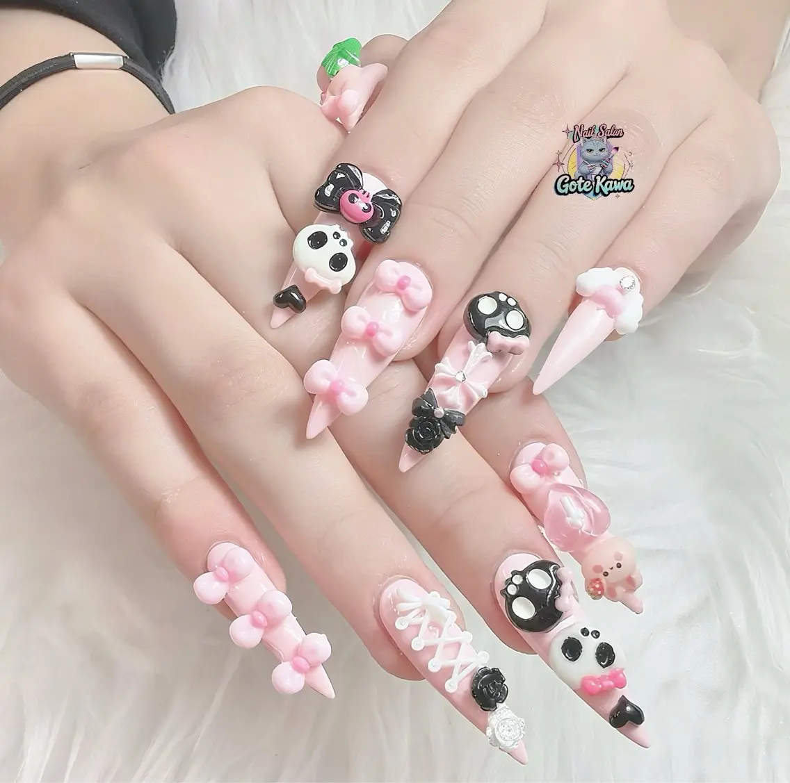 ネイル ピンク リボン Gote Kawa nail salonのネイルデザイン