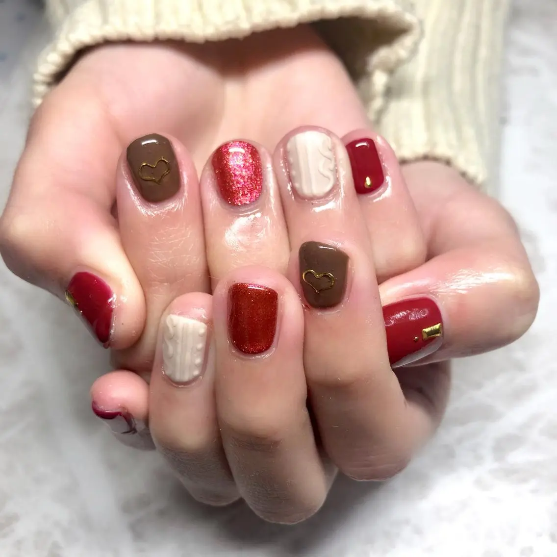 ネイル ブラウン バレンタイン luana nailのネイルデザイン