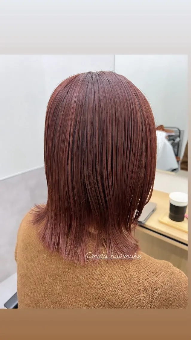 ショート カラー ブラウンカラー ハイライトカラー オレンジ ピンクカラー ピンクブラウン MIDORI ミドリのヘアスタイル