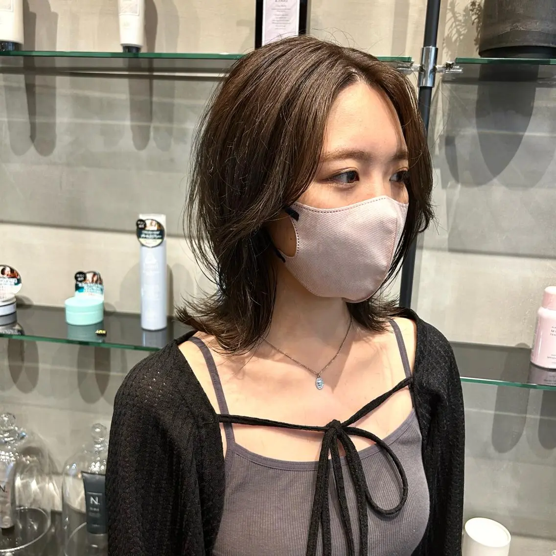 ミディアム 縮毛矯正・似合わせ タナカ レイヤのヘアスタイル