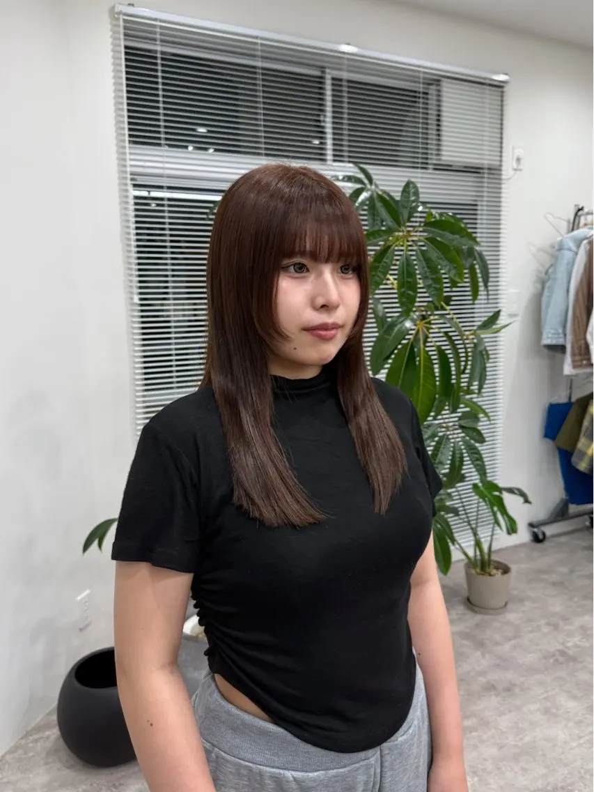 セミロング カラー ブラウンカラー カット ヘアカラー トリートメント azumi/グレー ジュ/オリーブ/縮毛のヘアスタイル
