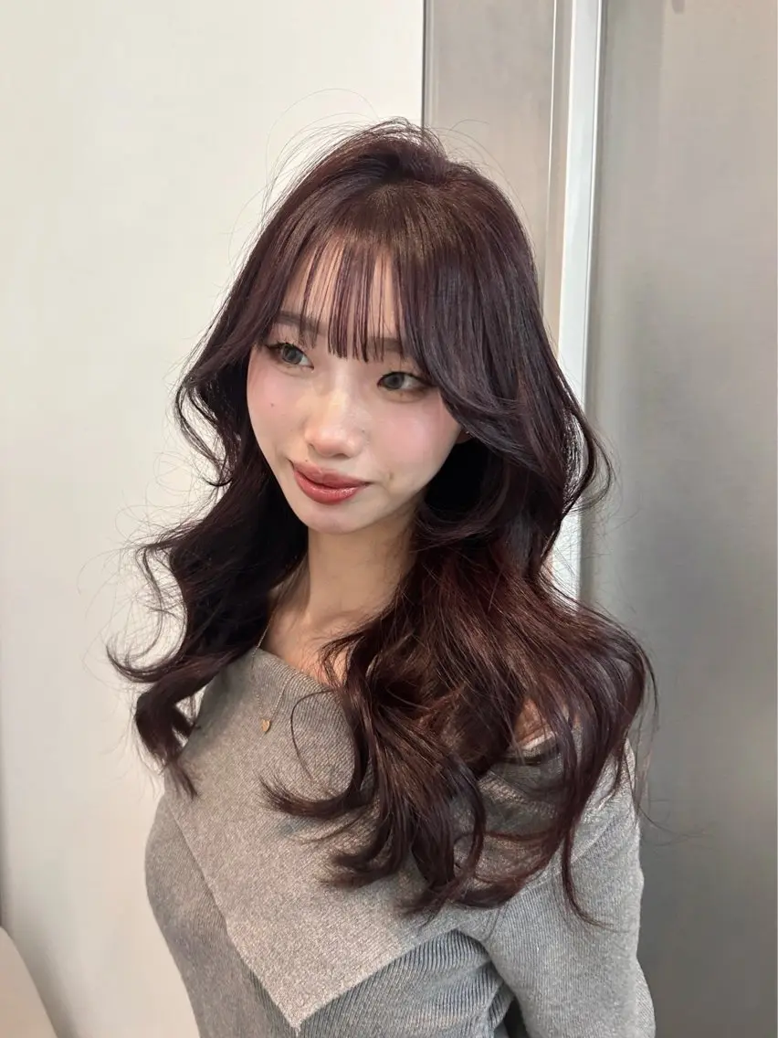 ロング カラー ダブルカラー レッドカラー ワンホンヘア 💖表参道/韓国ヘア 顔周りカット/Rioのヘアスタイル