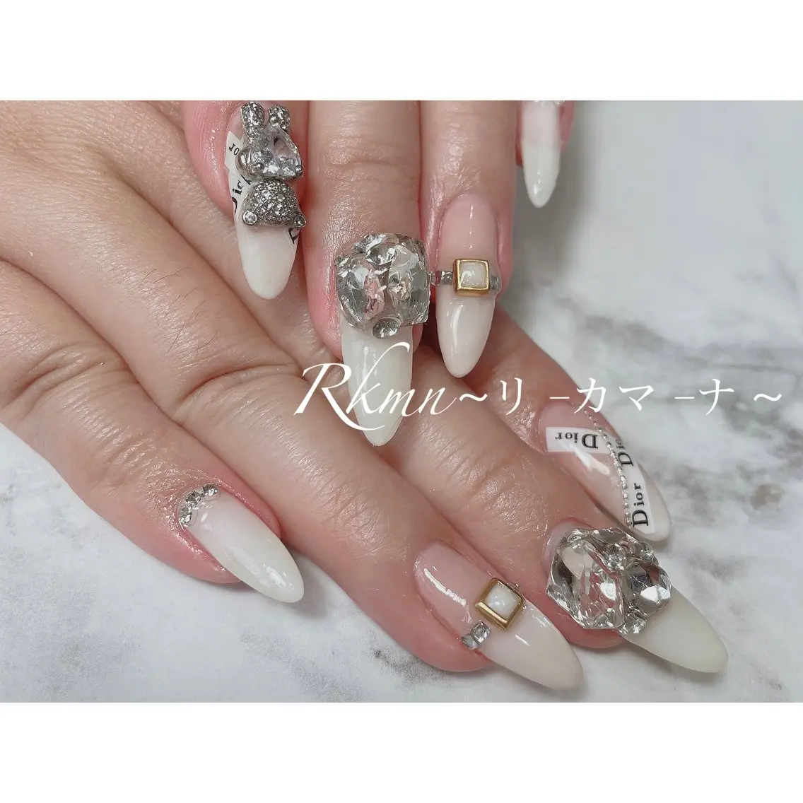 ネイル アートネイル クリアネイル フレンチネイル 春ネイル ホワイト ハンドネイル フットネイル ハンドケア Rkmn ~リ-カマ-ナ~のネイルデザイン