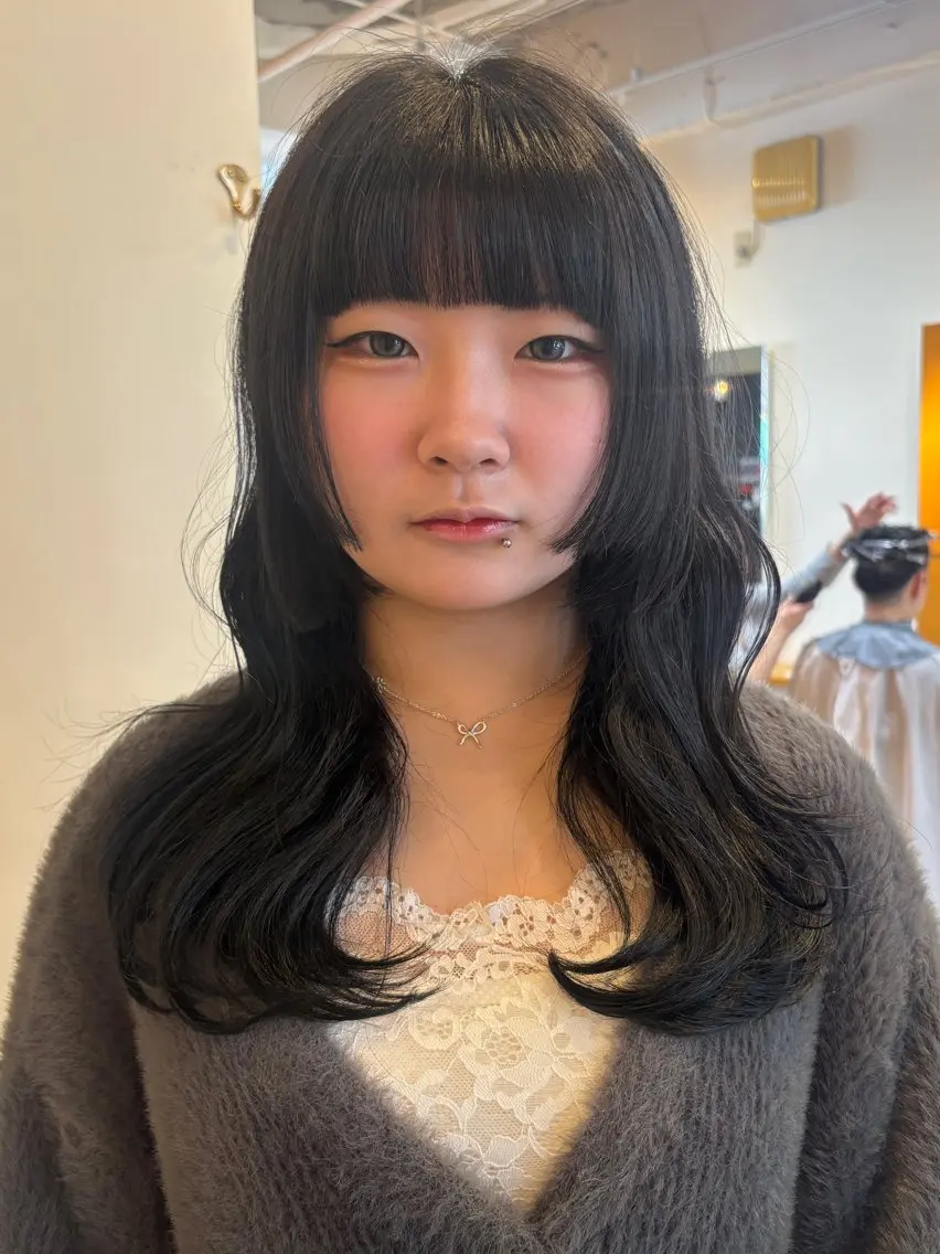 セミロング カラー 韓国レイヤー/透明感 カラー/RIN🎀のヘアスタイル