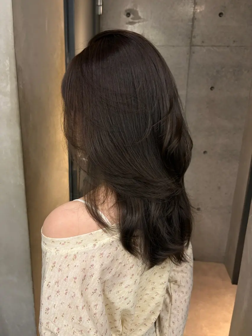 セミロング カラー カット ヘアカラー トリートメント Saki/レイヤー/ 柔色カラー/顔まわりのヘアスタイル