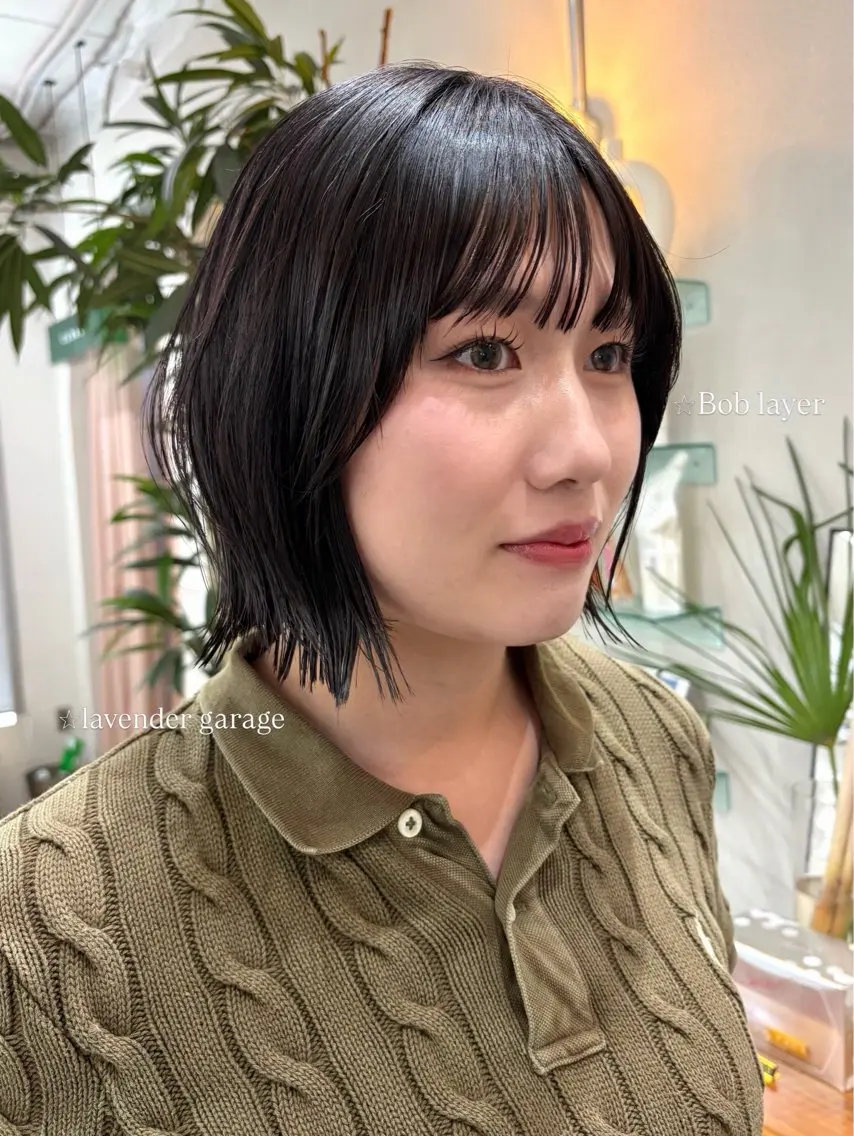 ショート レイヤーカット 小顔カット カット ヘアカラー ワンホン/韓国ヘア 🖤櫻木李紗のヘアスタイル