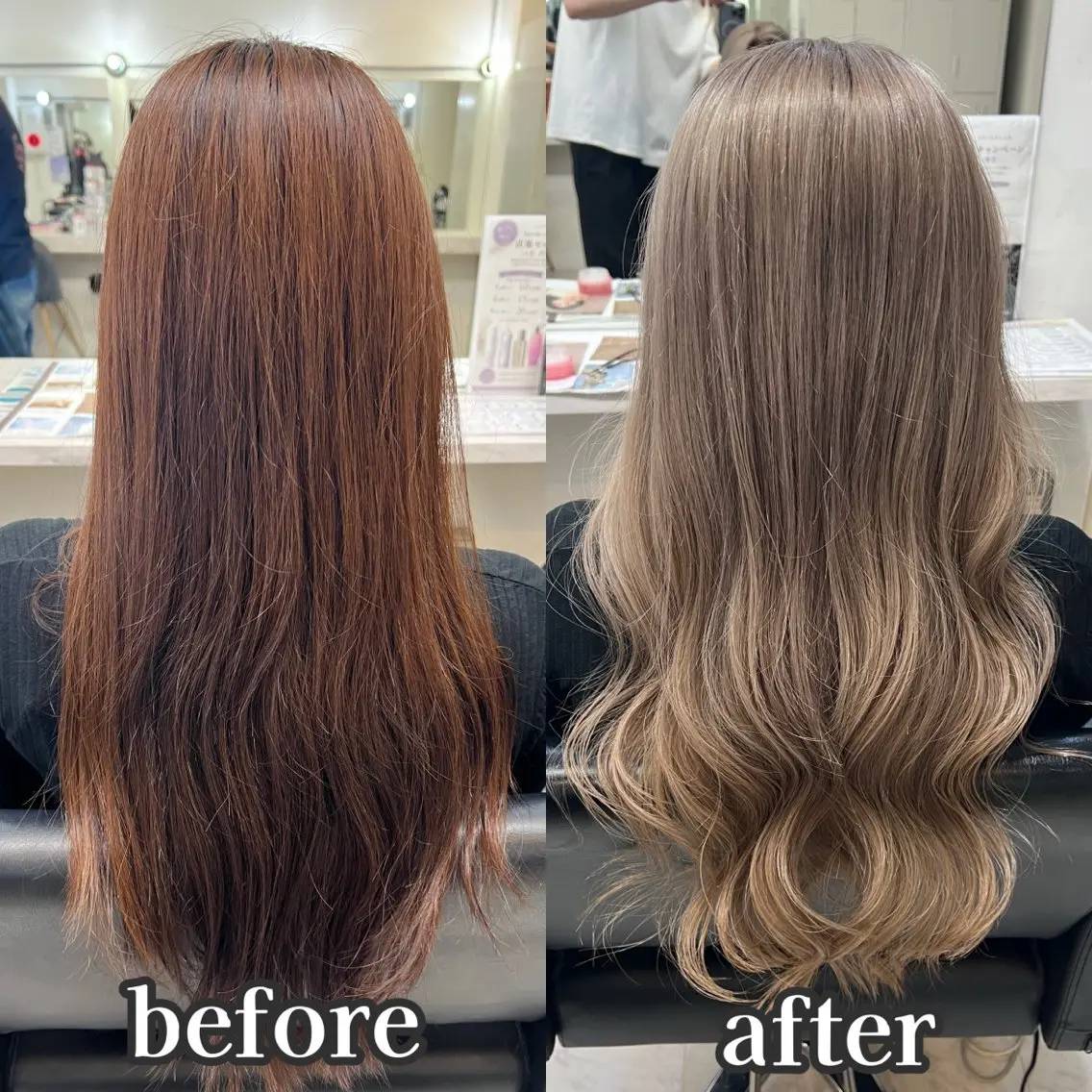 ロング カラー ブリーチ グレージュ カット ヘアカラー トリートメント ✨レイヤー/髪質改善 /エクステ✨ナカムラのヘアスタイル