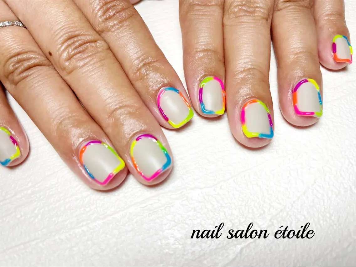 ネイル アートネイル ジェルネイル ぷっくりネイル 夏ネイル ハンドネイル nail salon étoileのネイルデザイン
