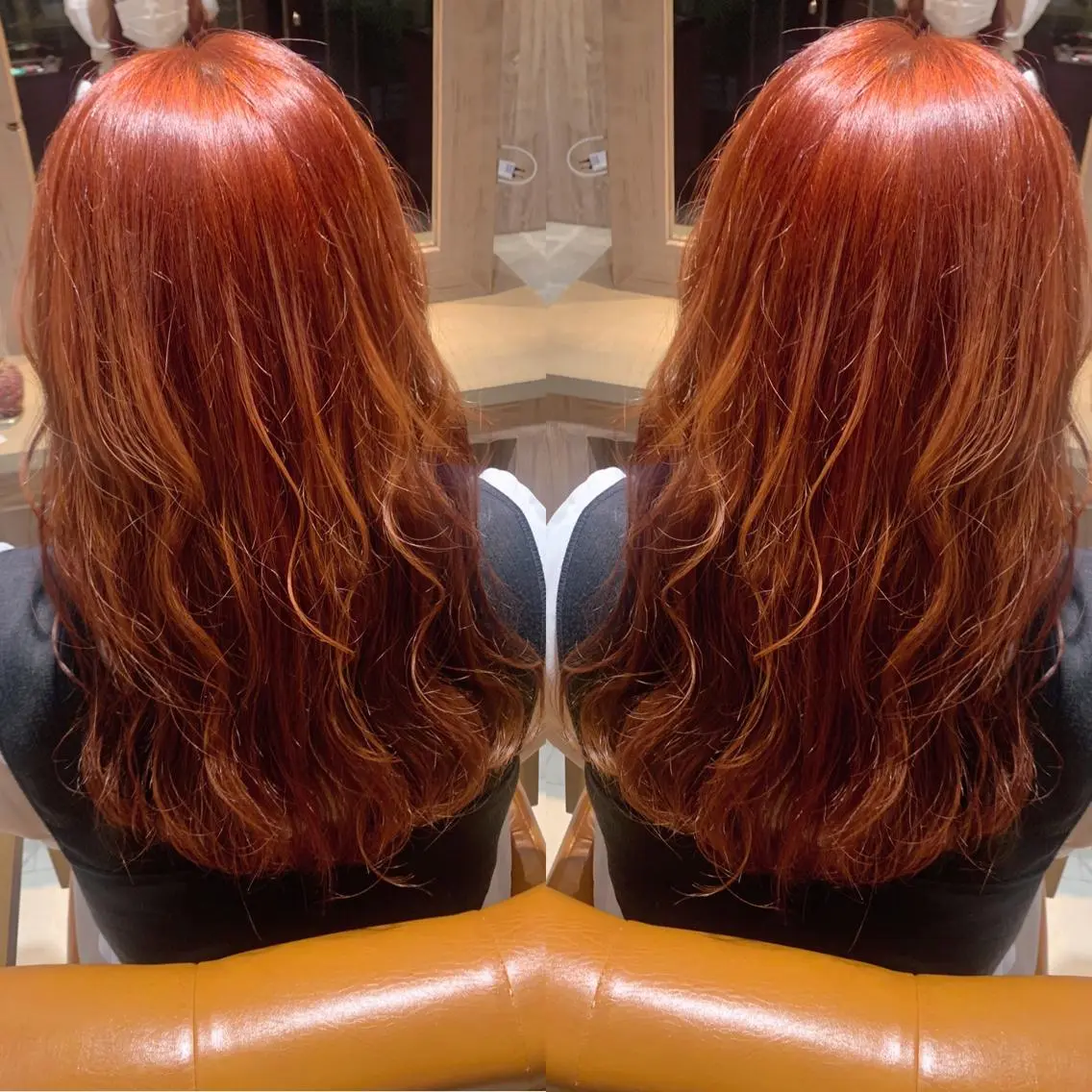 ロング カラー オレンジ 韓国🇰🇷 ✂︎hair 内田愛のヘアスタイル