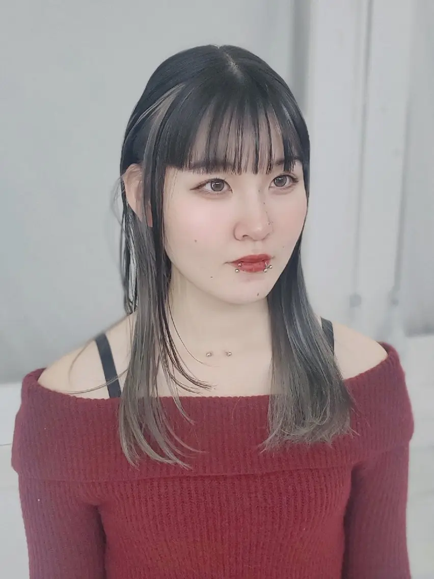 ミディアム カラー ミディアムパーマ 黒髪 ブリーチ ケアブリーチ デザインカラー ヘアカラー OTA  SENAのヘアスタイル