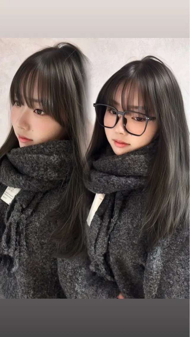 セミロング カラー 艶感ワンホン color✨のヘアスタイル