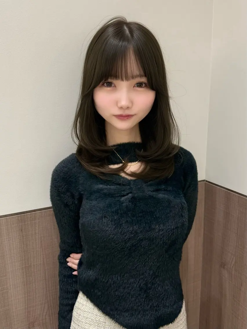 ミディアム カラー カット ヘアカラー トリートメント 上品ヘア🤍顔周り/ レイヤー✨/林遼一郎のヘアスタイル