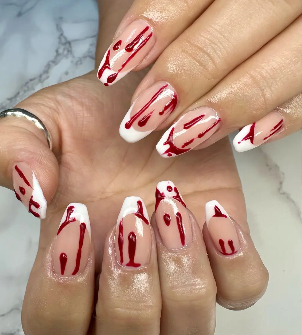 ネイル アニマル柄 チークネイル フレンチネイル ハロウィン キラキラネイル Mai’s nailのネイルデザイン
