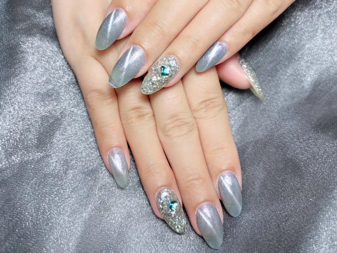 ネイル ハンドネイル H3 Nail Tsuki🦋💙のネイルデザイン