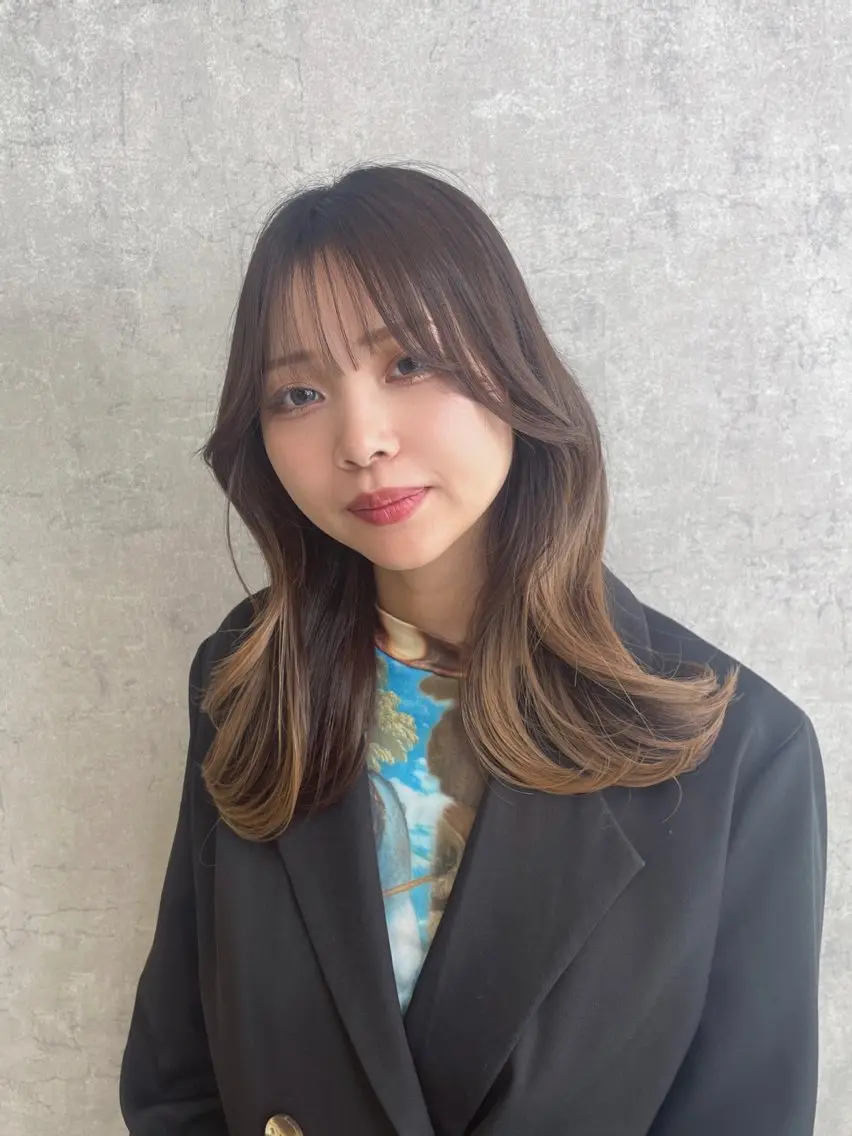 ミディアム 顔まわりレイヤー 顔周りカット 姫カット 髪質改善 韓国風ヘア トレンド韓国レイヤー 🇰🇷のんのヘアスタイル