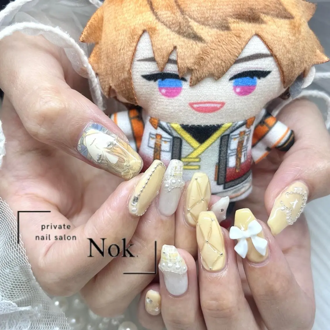 ネイル リボン ハンドネイル 池袋痛ネイル Nok. 渡辺のネイルデザイン